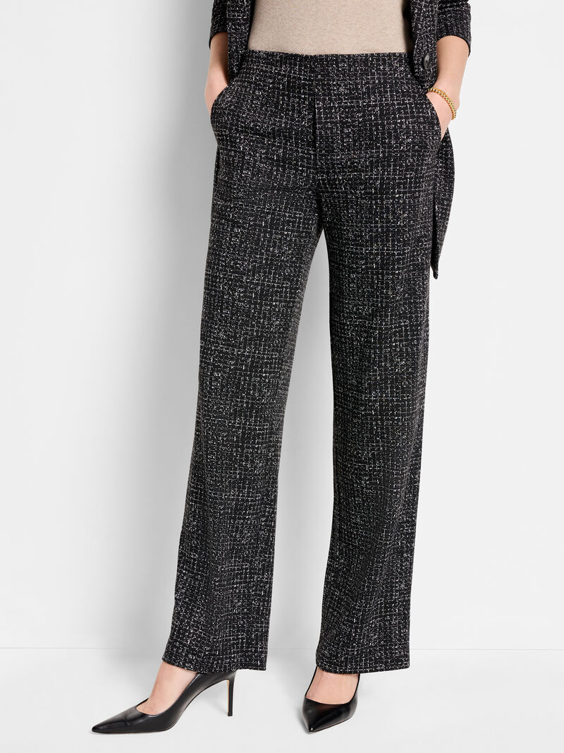 Woman Wears 30.5" Lenox Wide Leg Dotty Grid Knit Pant image number 0