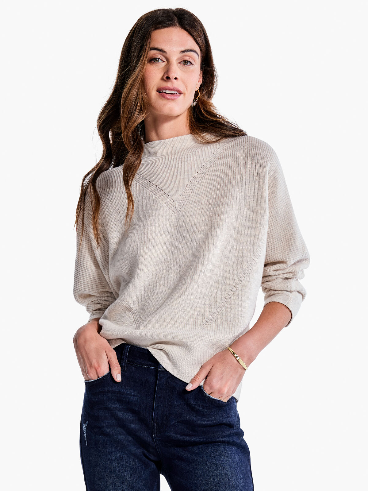 Shaker Knit Mock Sweater