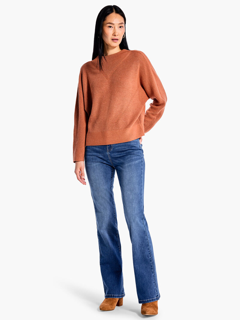 Woman Wears Shaker Knit Mock Sweater image number 3