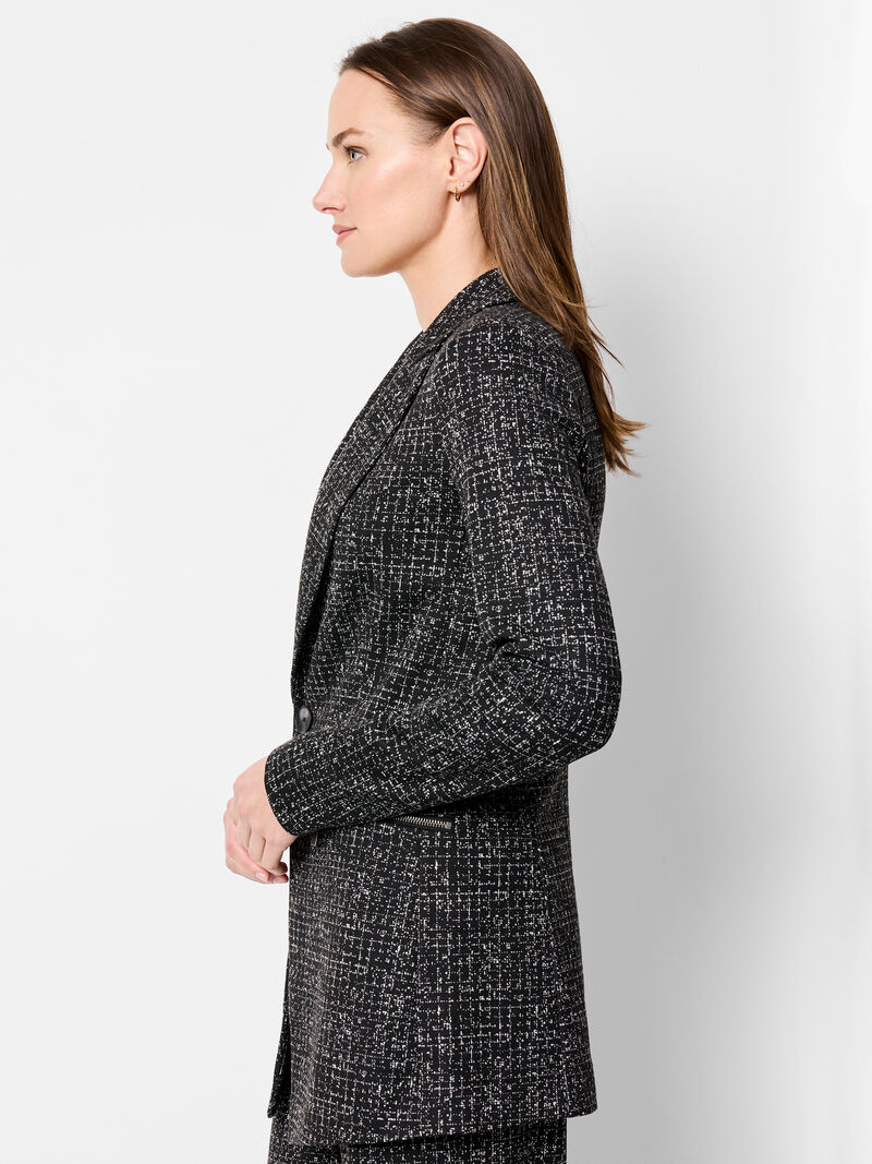 Woman Wears Dotty Grid Knit Zip Jacket image number 3