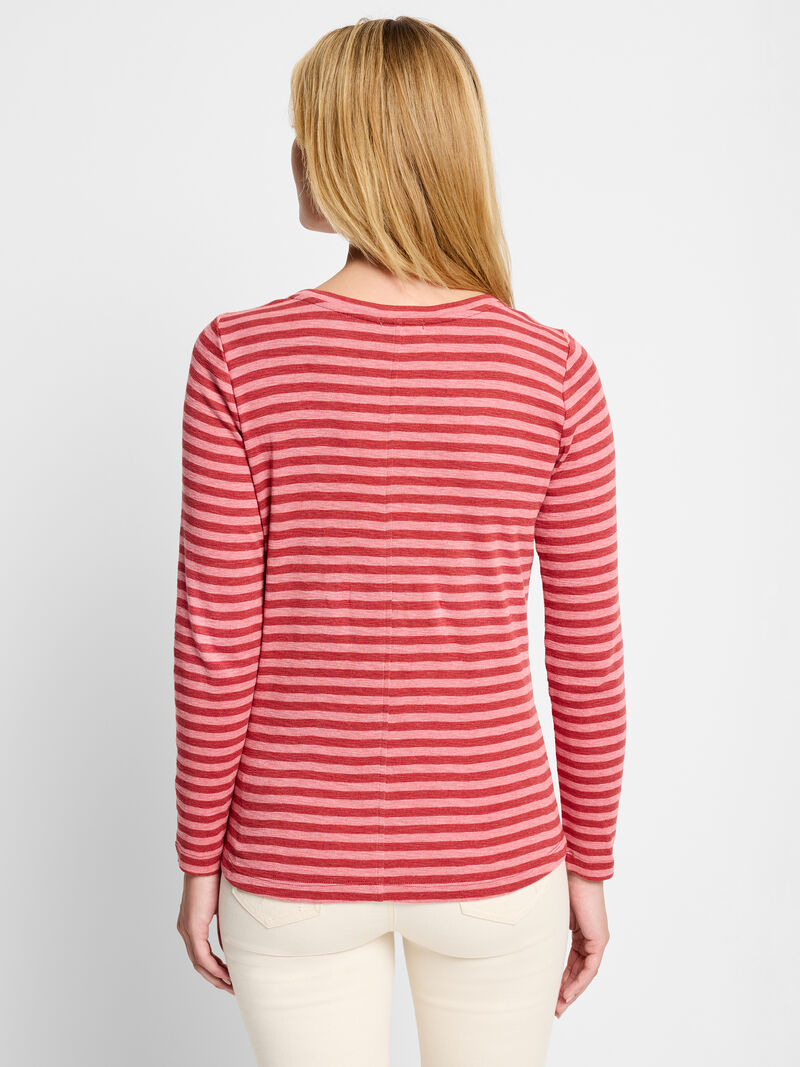 Woman Wears NZT Striped Bracelet Sleeve Boat Tee image number 2