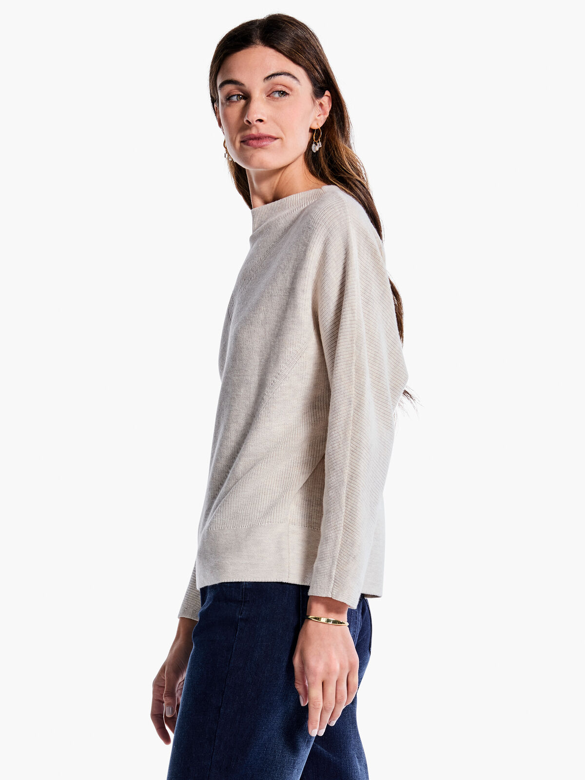 Shaker Knit Mock Sweater