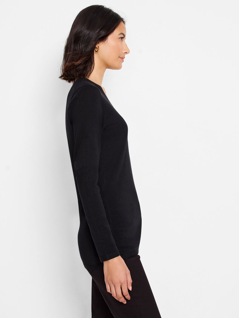 Woman Wears V-Neck Sweater Tee image number 2