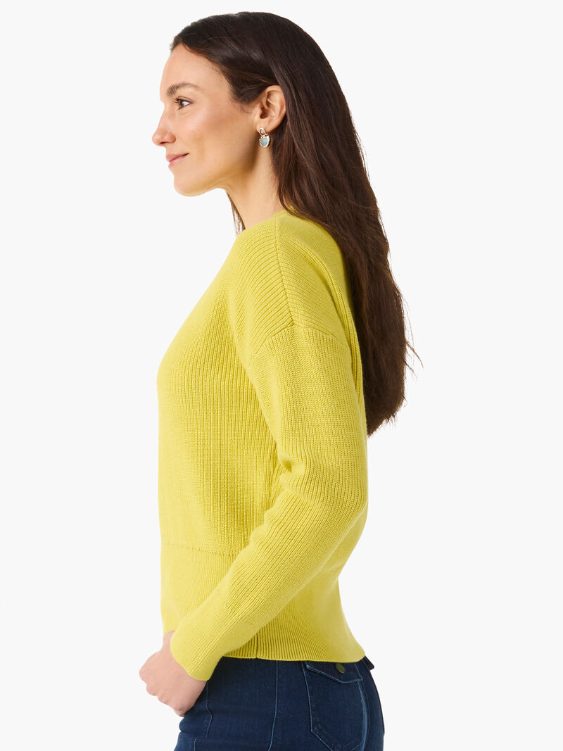 Woman Wears Stitched Crew Sweater image number 2