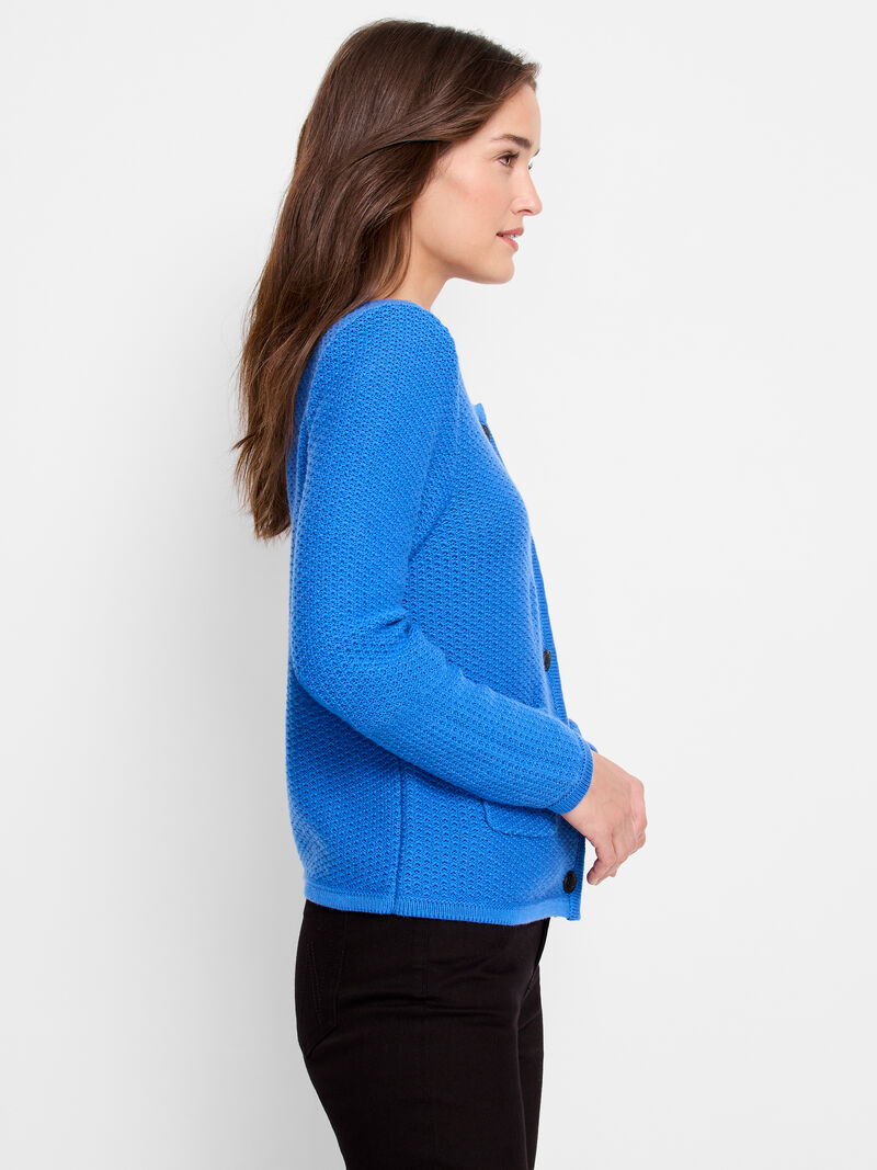 Woman Wears Textured Sweater Jacket image number 2