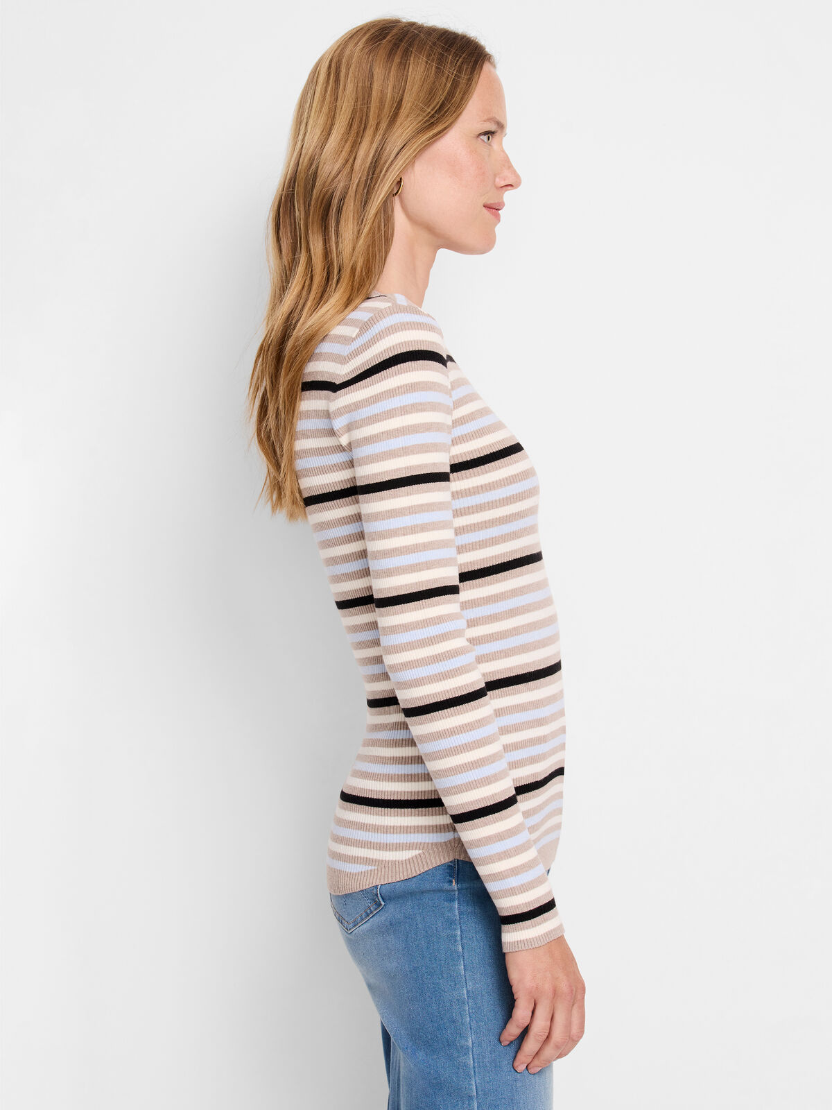 Striped Ribbed Sweater Tee