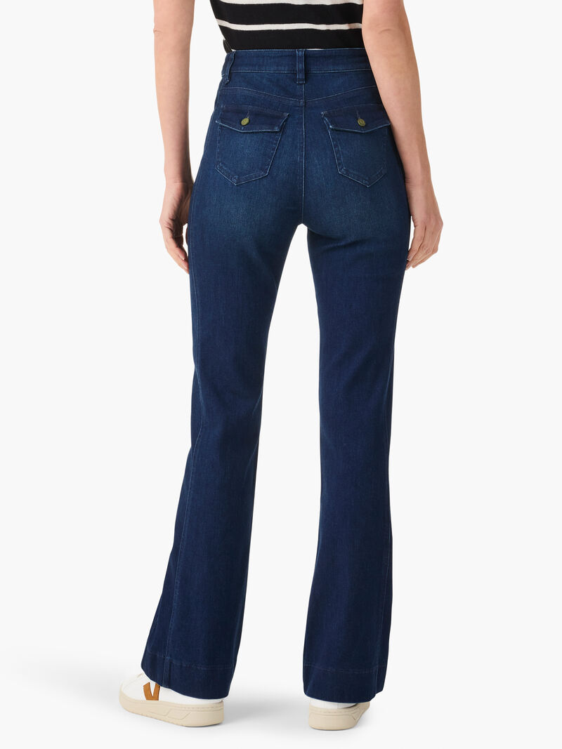 Woman Wears NZ Denim 31" Breakaway Bootcut Side Panel Jeans image number 3