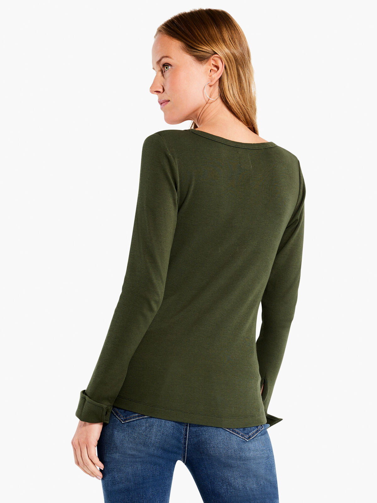 Perfect Rib Knit Cuffed Top