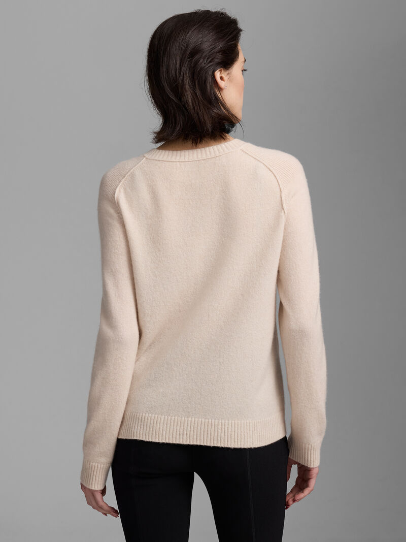 Woman Wears Luxe Cashmere V-Neck Sweater image number 3