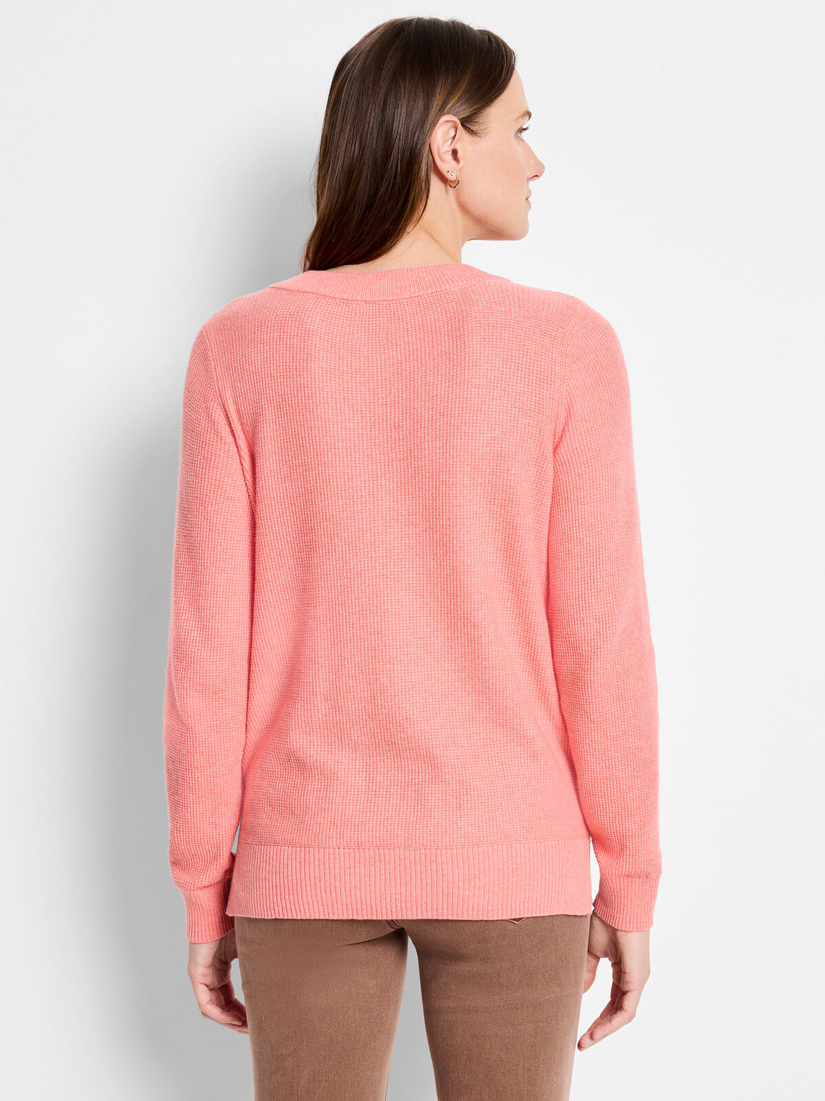 Waffle Stitch V-Neck Sweater