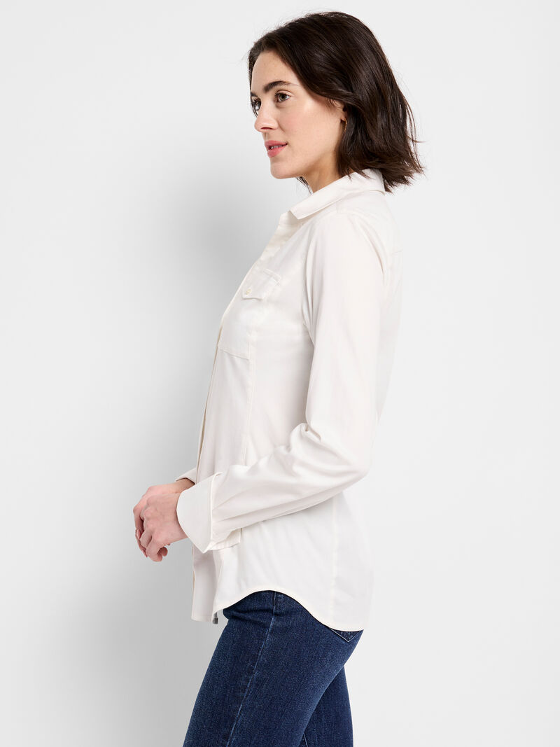 Woman Wears Mixed Media Pocket Shirt image number 2