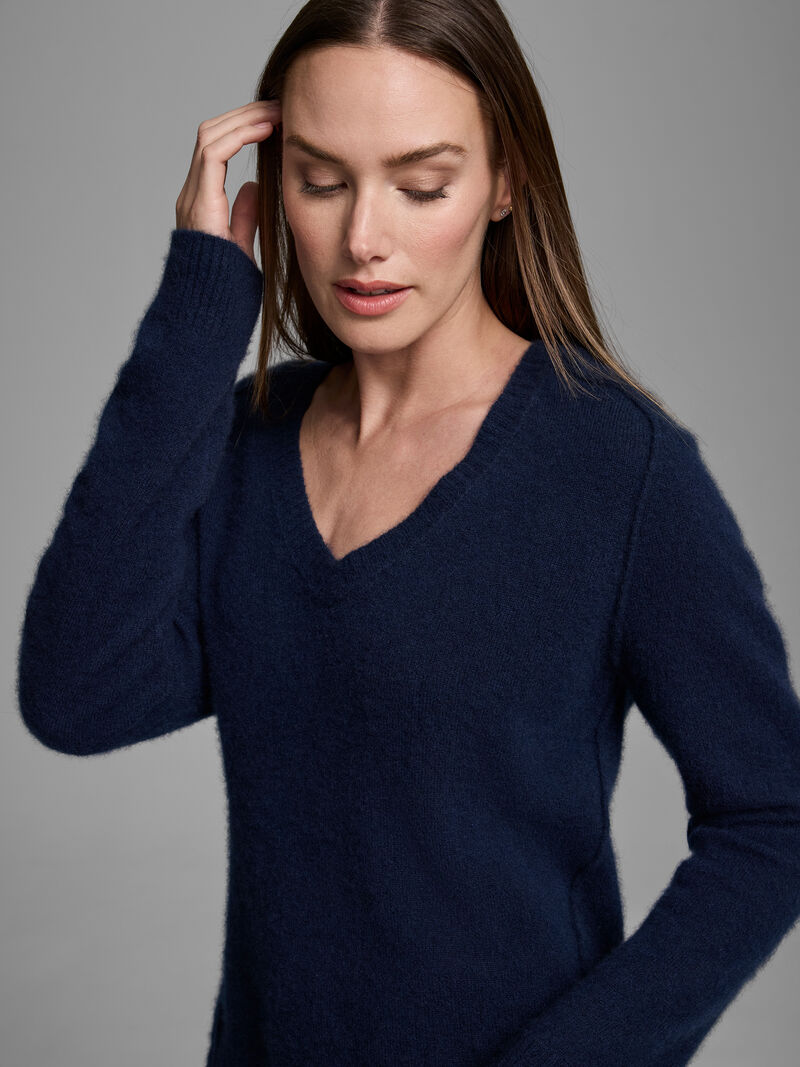 Woman Wears Luxe Cashmere V-Neck Sweater image number 0