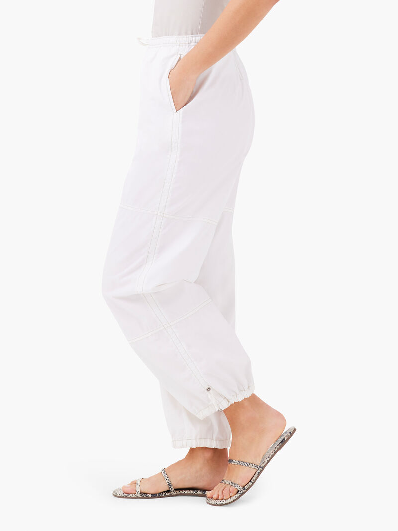 Woman Wears 28" Poplin Parachute Ankle Pant image number 3