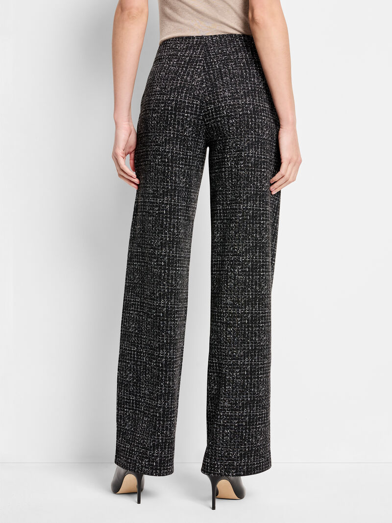 Woman Wears 30.5" Lenox Wide Leg Dotty Grid Knit Pant image number 3