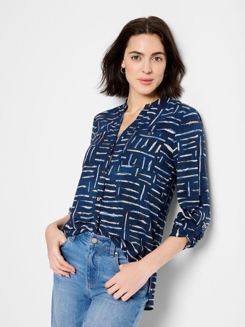 Woman Wears Indigo Dash Live In Shirt image number 0