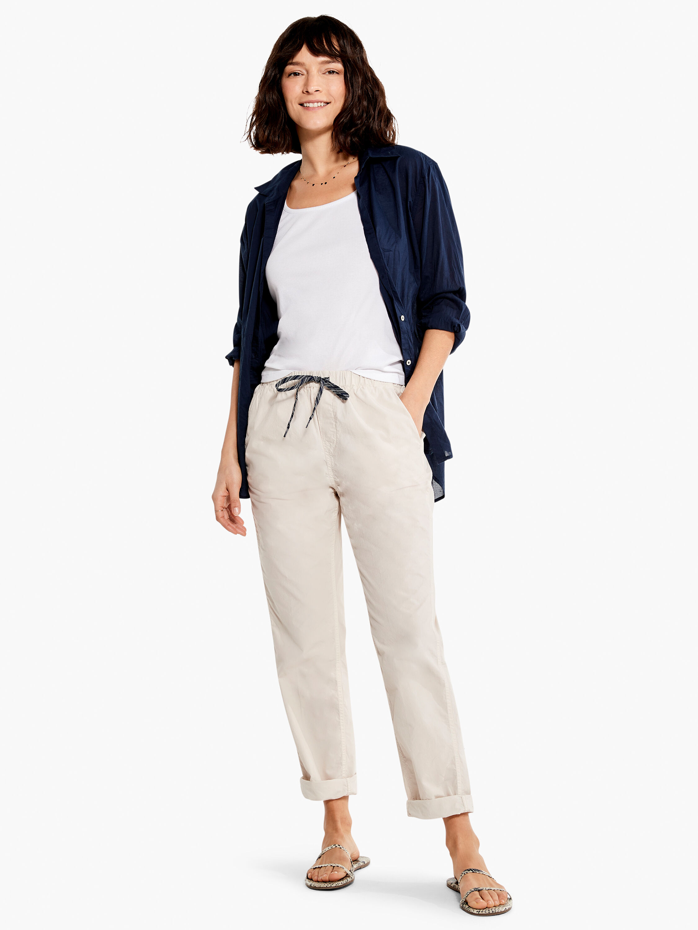 Cotton Poplin Relaxed Ankle Pant | NIC+ZOE