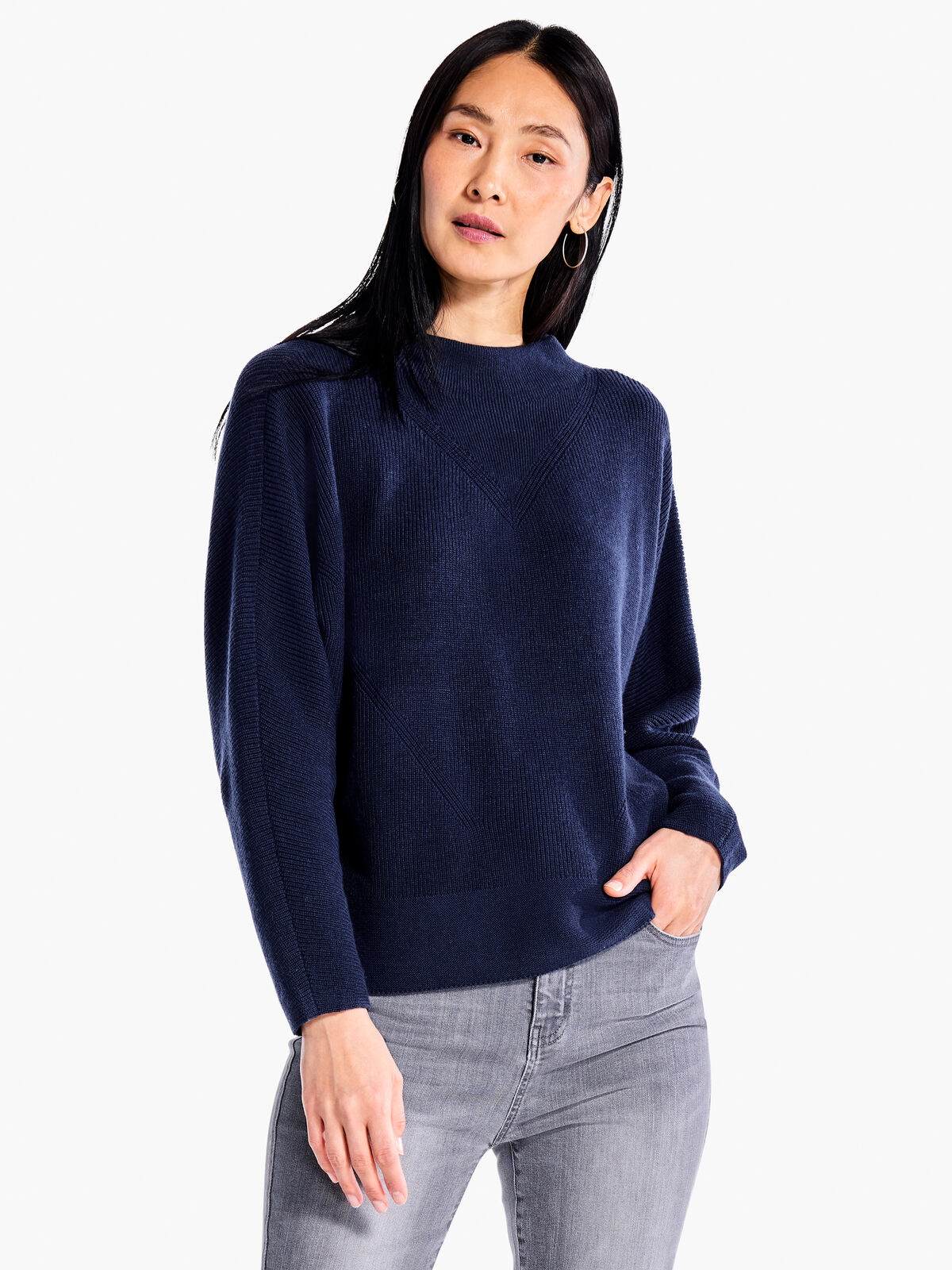 Shaker Knit Mock Sweater