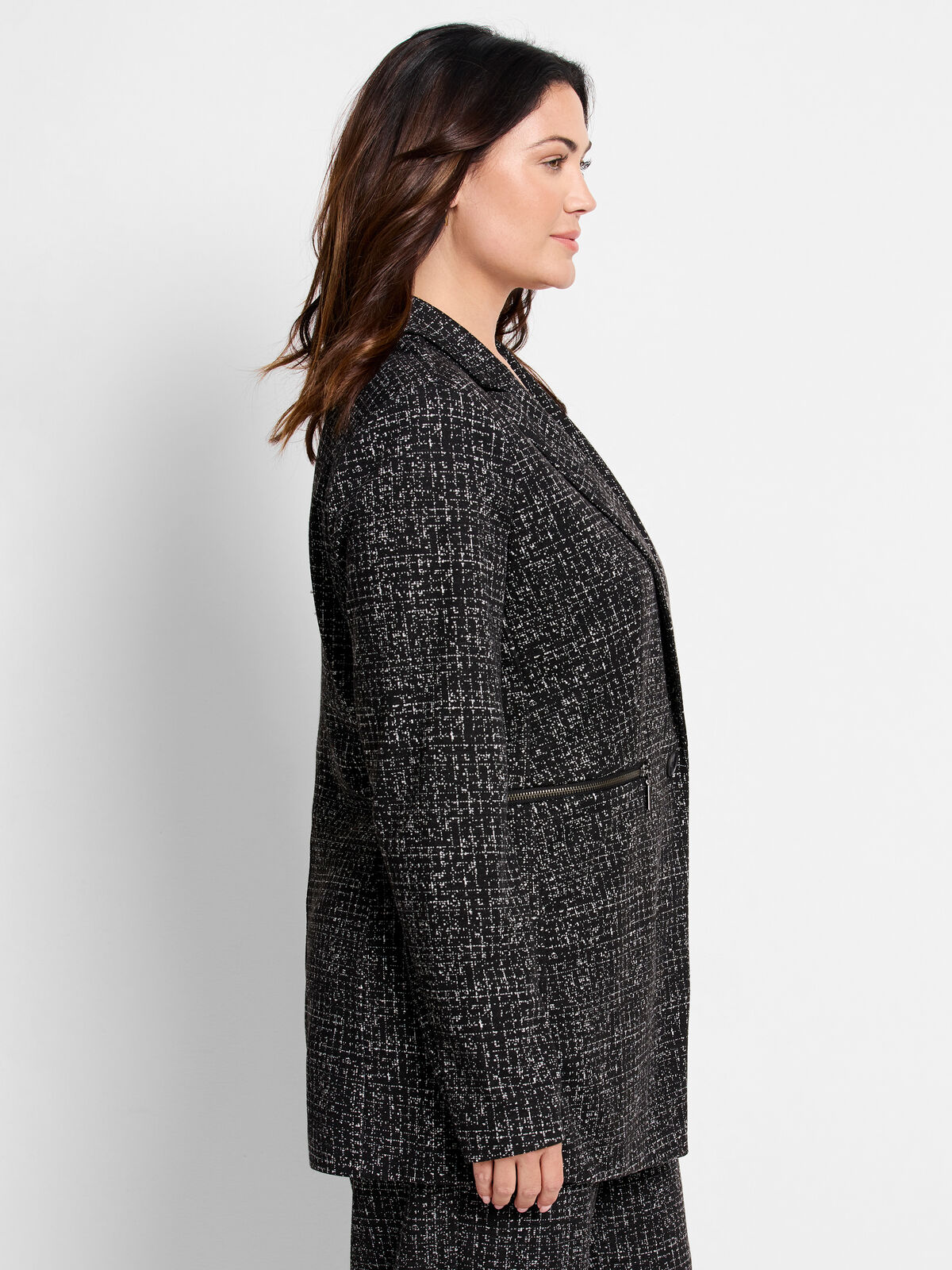 Dotty Grid Knit Zip Jacket