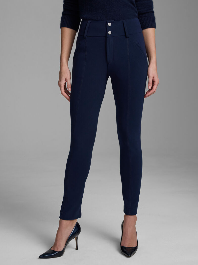 Woman Wears 28" Knit Scuba Slim Pant image number 2