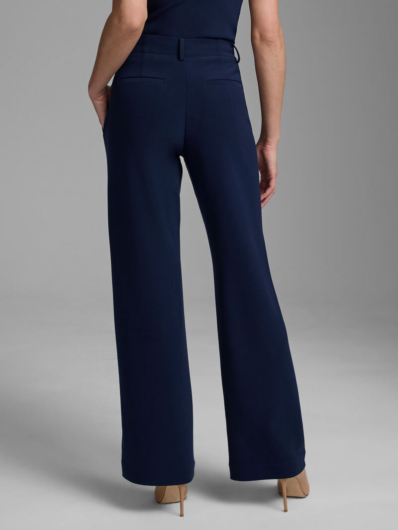 Woman Wears 31" Knit Scuba Wide-Leg Trouser image number 3