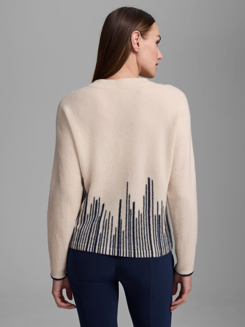 Woman Wears Luxe Cashmere Flame Stitch Sweater image number 3