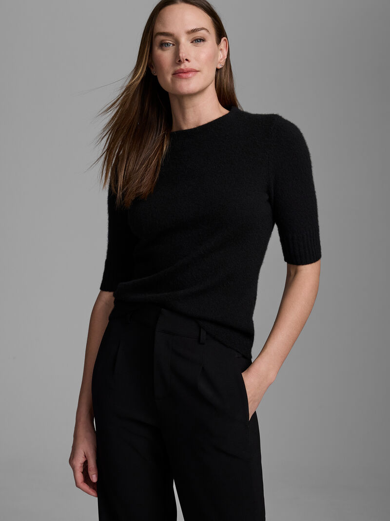 Woman Wears Luxe Cashmere Mock Neck Sweater image number 0