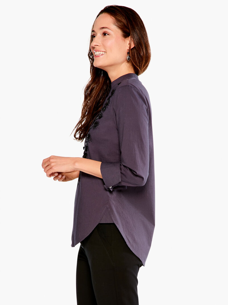 NIC+ZOE Women's Petite New Wave Crinkle Shirt, Black Multi, PP at   Women's Clothing store