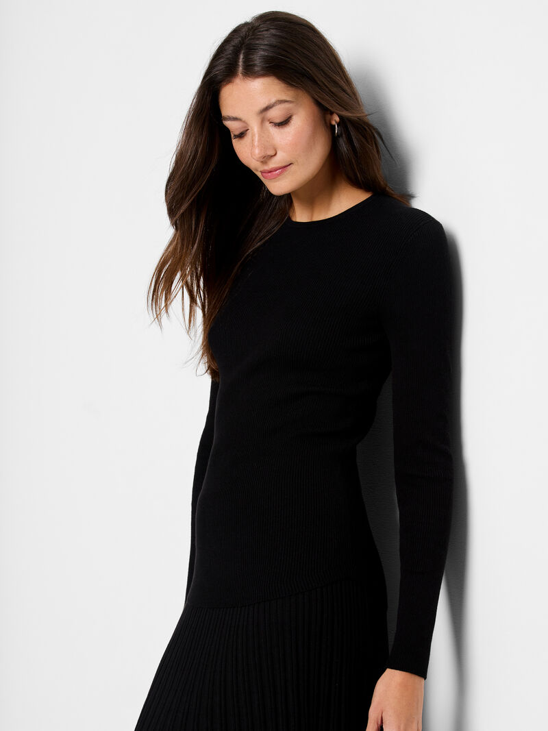 Woman Wears Ribbed Sweater Tee image number 0