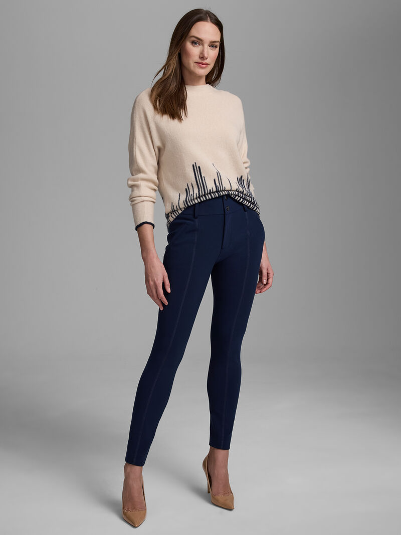 Woman Wears Luxe Cashmere Flame Stitch Sweater image number 1