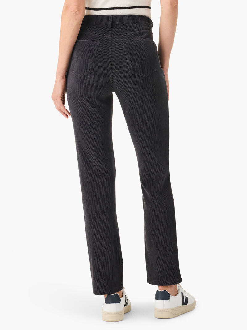 Woman Wears 28" Mid Rise Corduroy Straight Ankle Pant image number 3