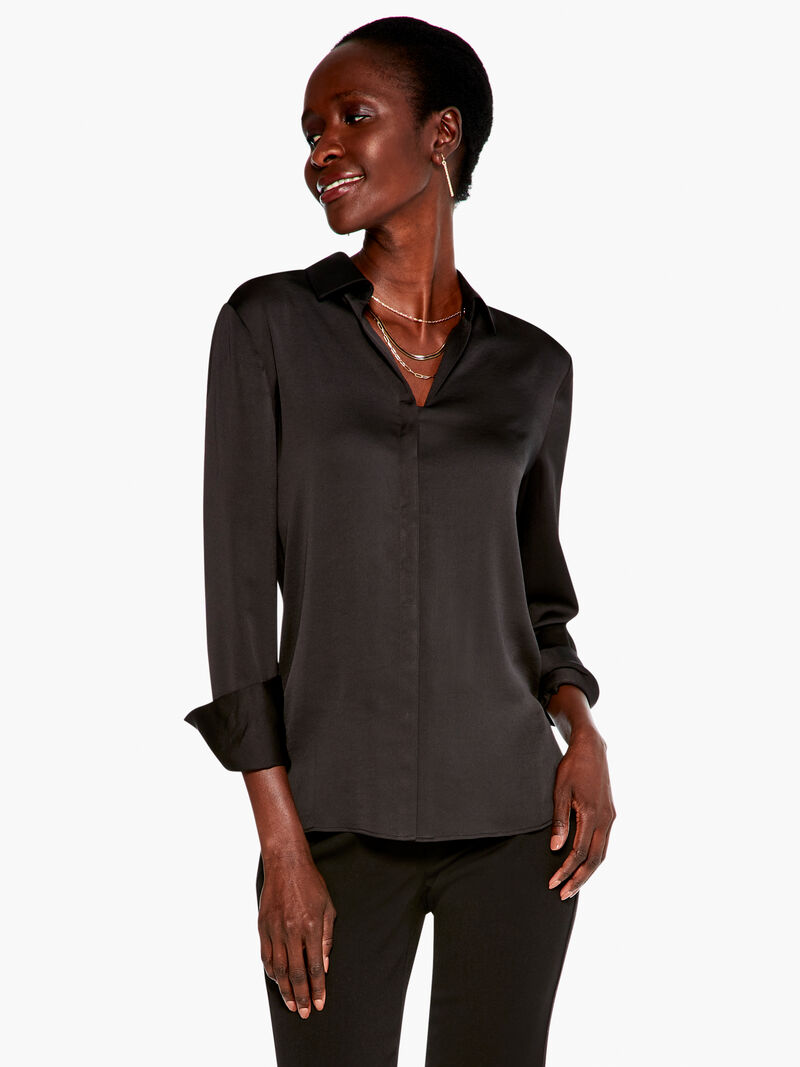 NIC+ZOE Women's Petite New Wave Crinkle Shirt, Black Multi, PP at   Women's Clothing store