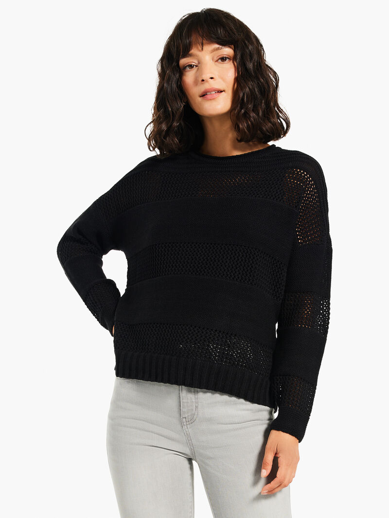 Woman Wears Mesh Mix Sweater image number 0