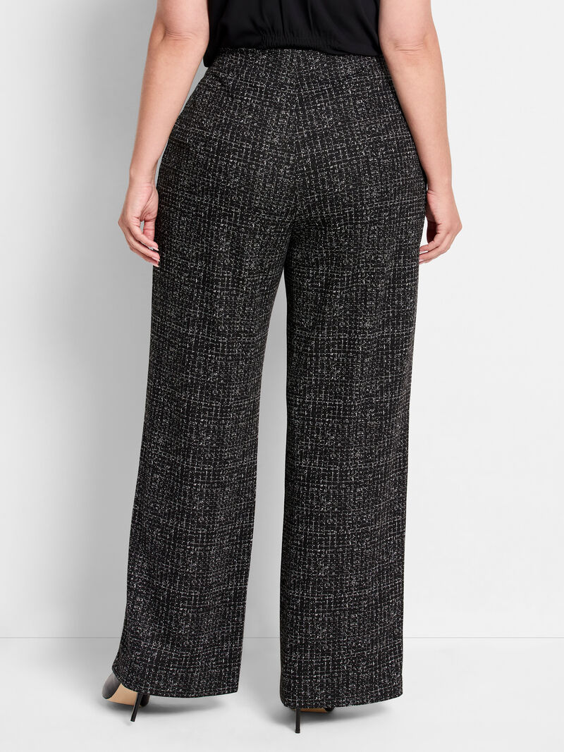 Woman Wears 30.5" Lenox Wide Leg Dotty Grid Knit Pant image number 3