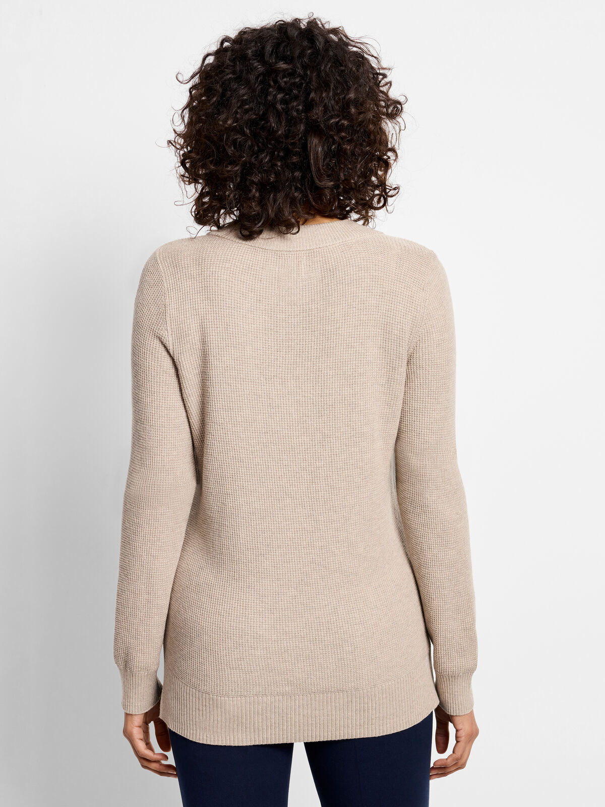 Waffle Stitch V-Neck Sweater