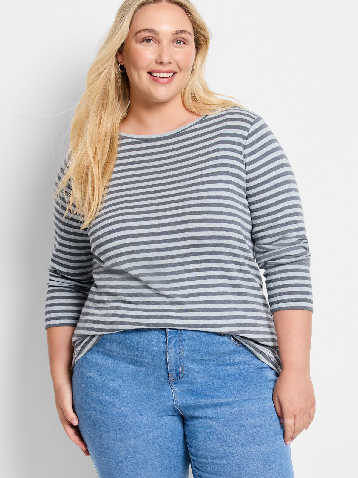 NZT Striped Bracelet Sleeve Boat Tee