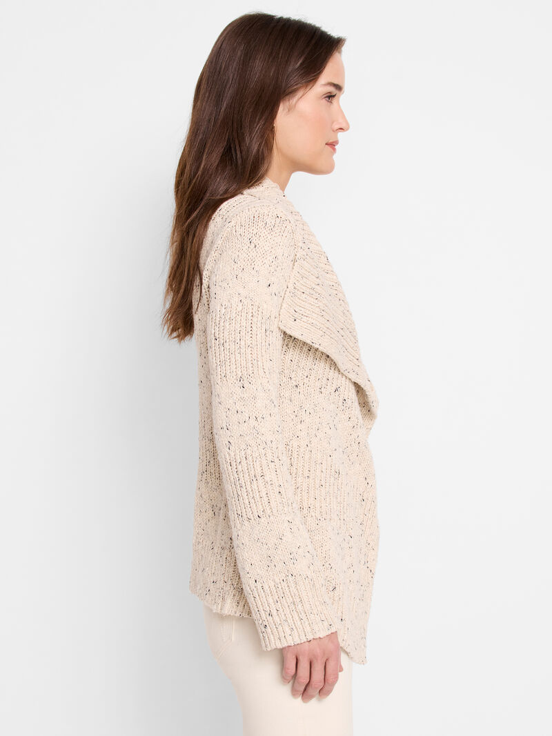 Woman Wears Texture Tweed Cardigan image number 2