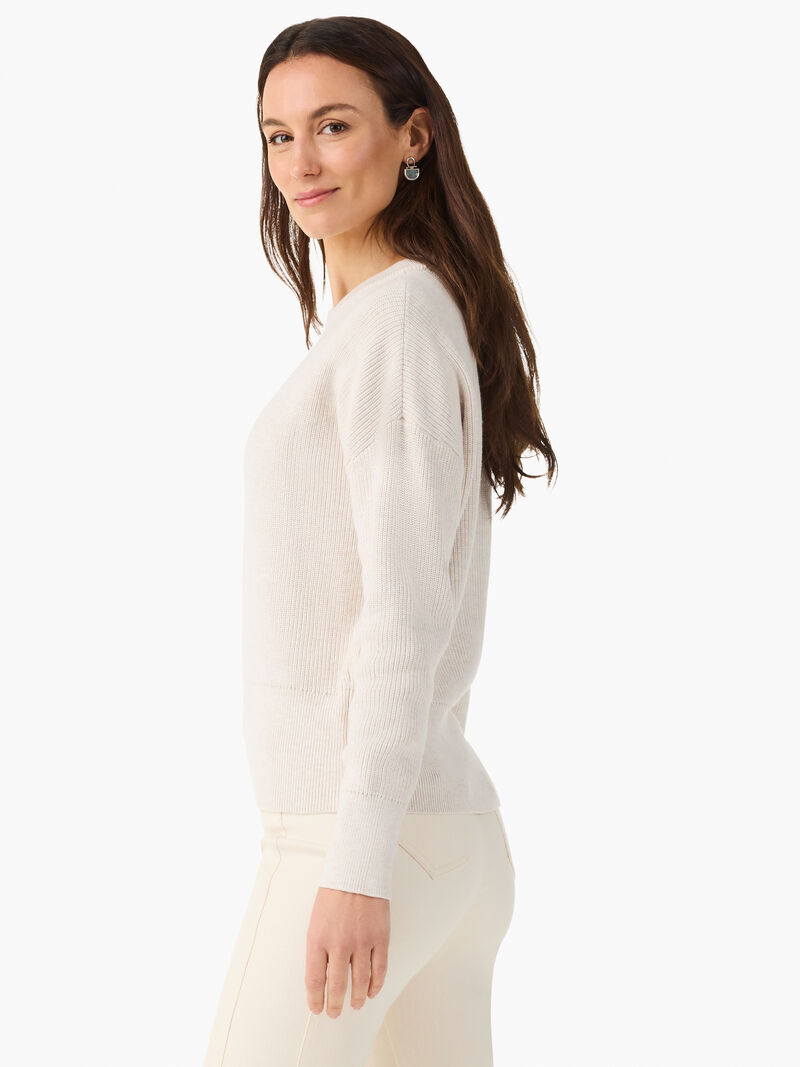 Woman Wears Stitched Crew Sweater image number 2