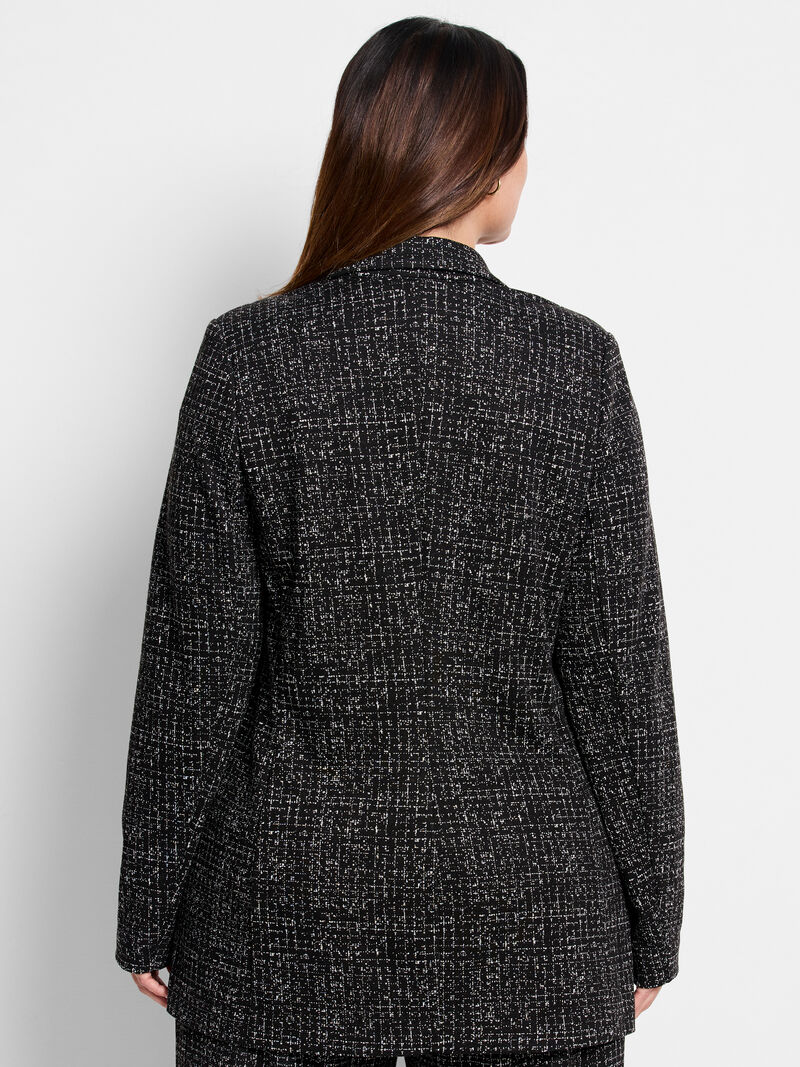 Woman Wears Dotty Grid Knit Zip Jacket image number 3