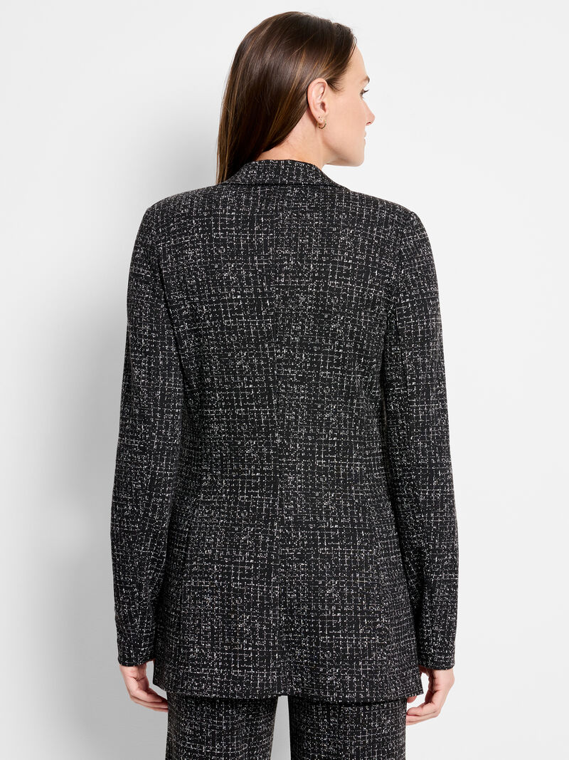 Woman Wears Dotty Grid Knit Zip Jacket image number 3