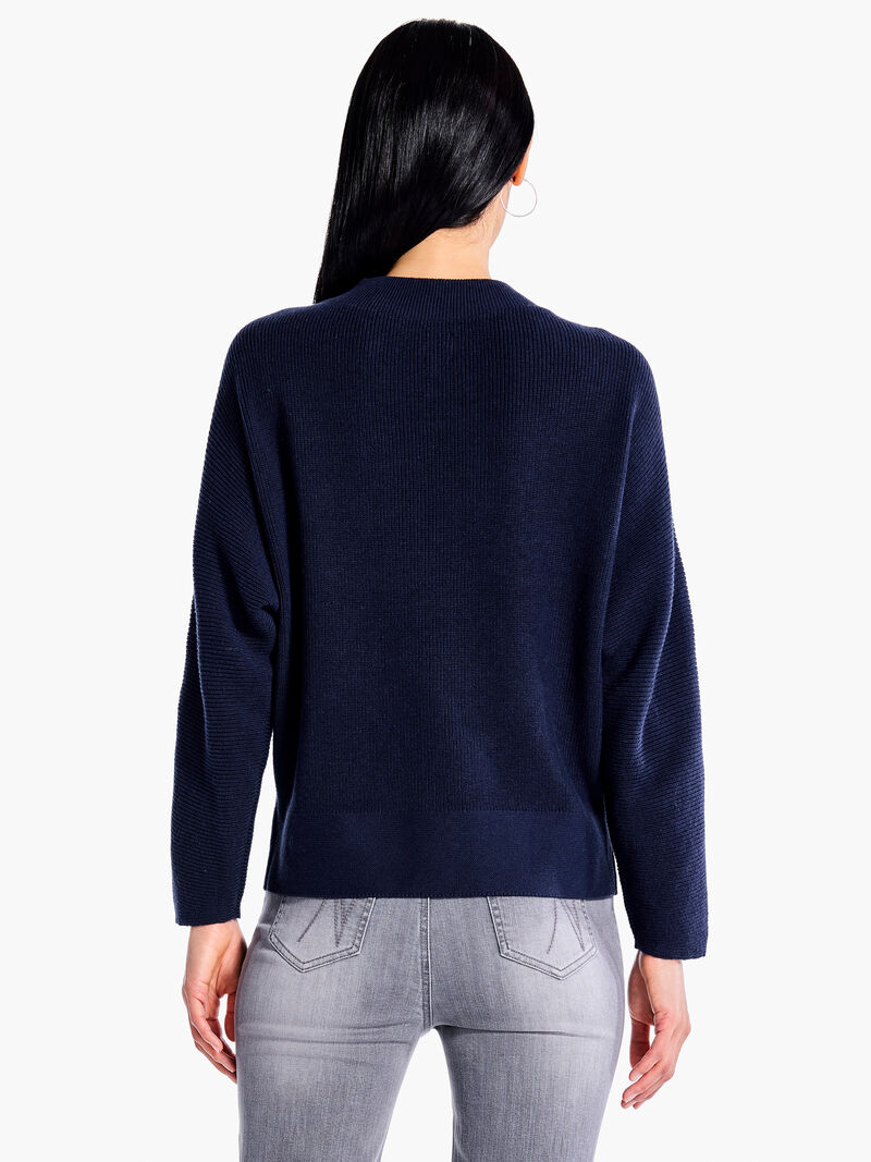 Woman Wears Shaker Knit Mock Sweater image number 2