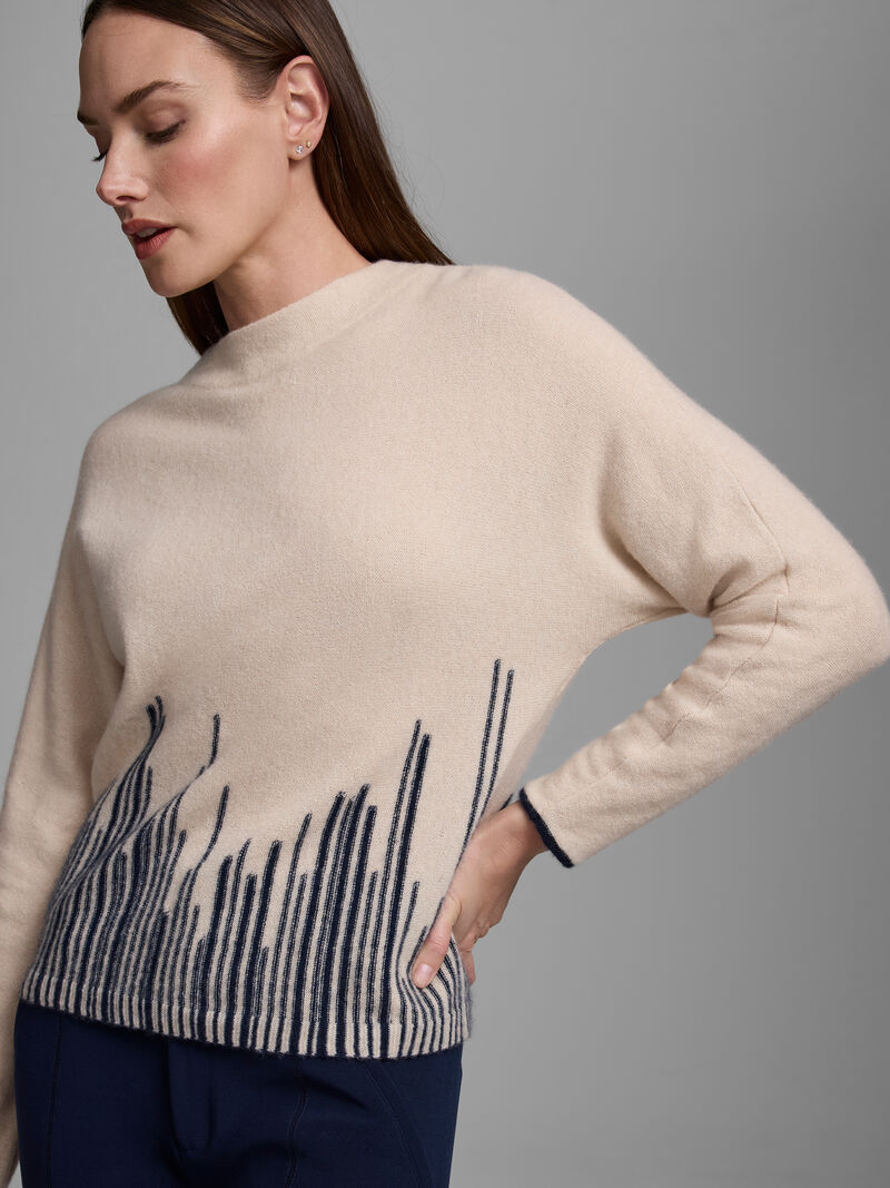 Woman Wears Luxe Cashmere Flame Stitch Sweater image number 0