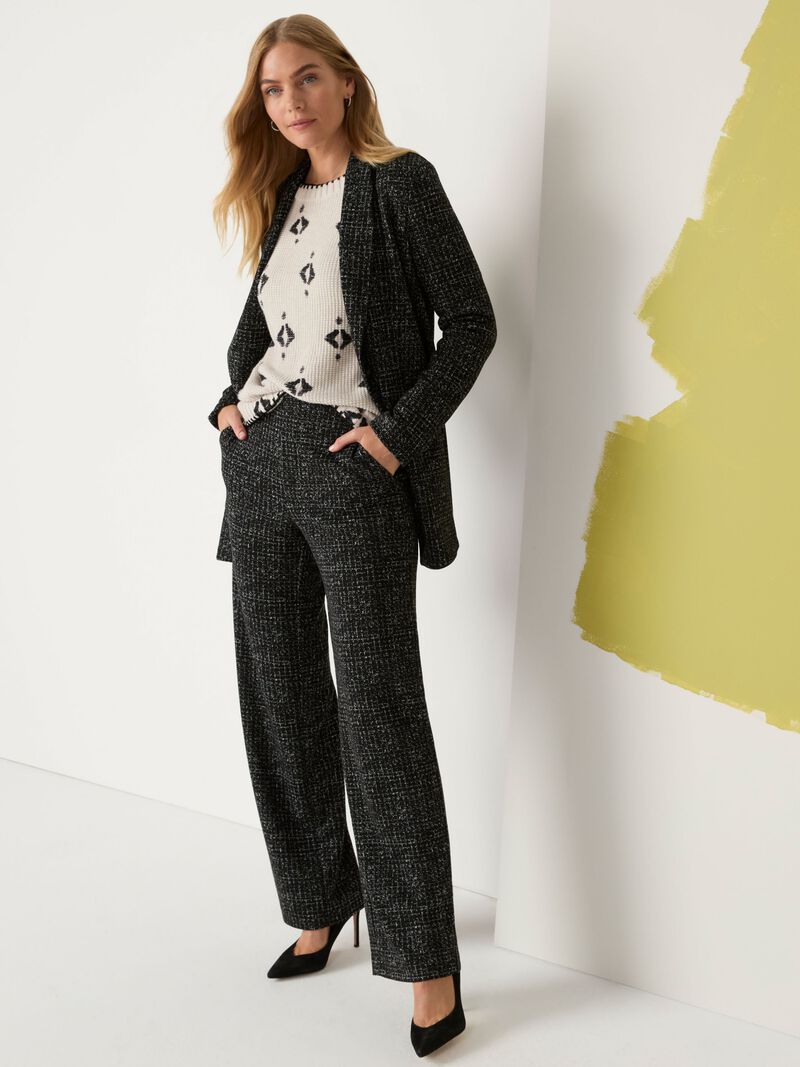 Woman Wears 30.5" Lenox Wide Leg Dotty Grid Knit Pant image number 1