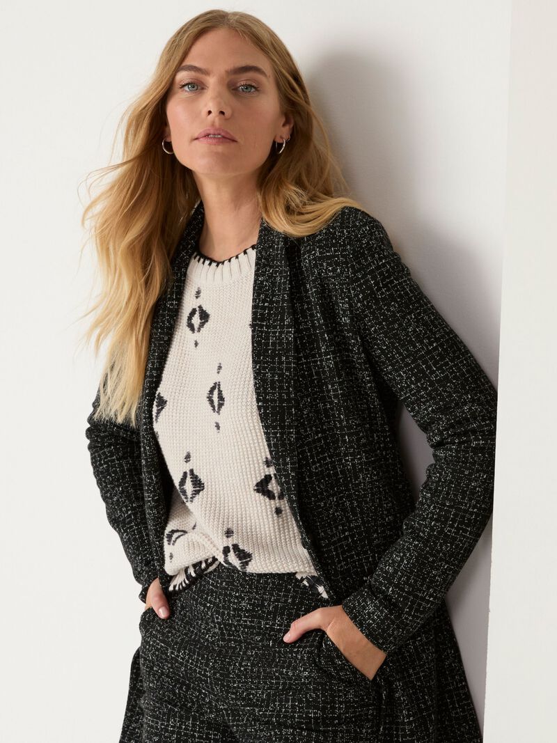 Woman Wears Dotty Grid Knit Zip Jacket image number 0