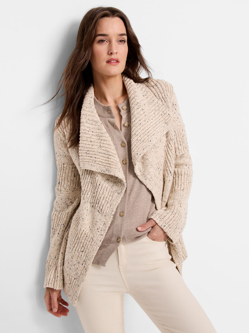 Woman Wears Texture Tweed Cardigan image number 0