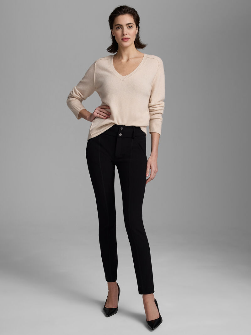 Woman Wears Luxe Cashmere V-Neck Sweater image number 1