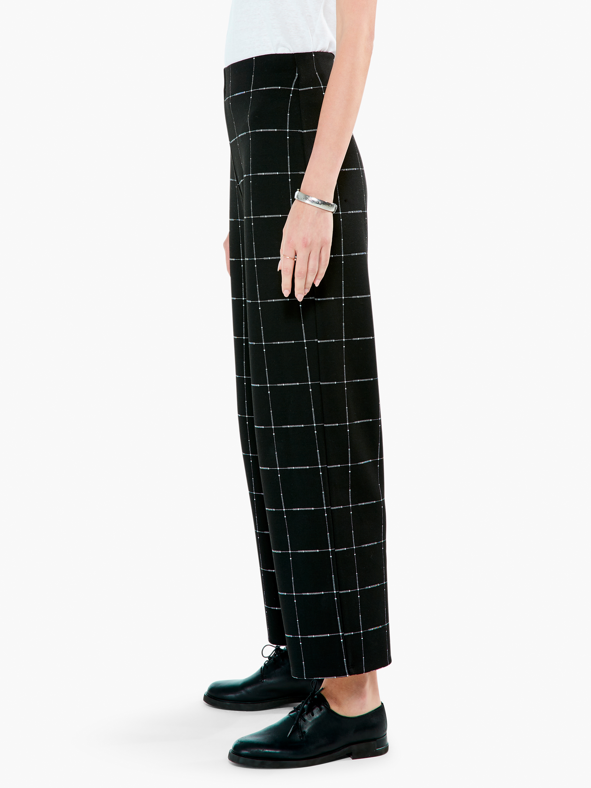 Etched Plaid Wide Leg Pant