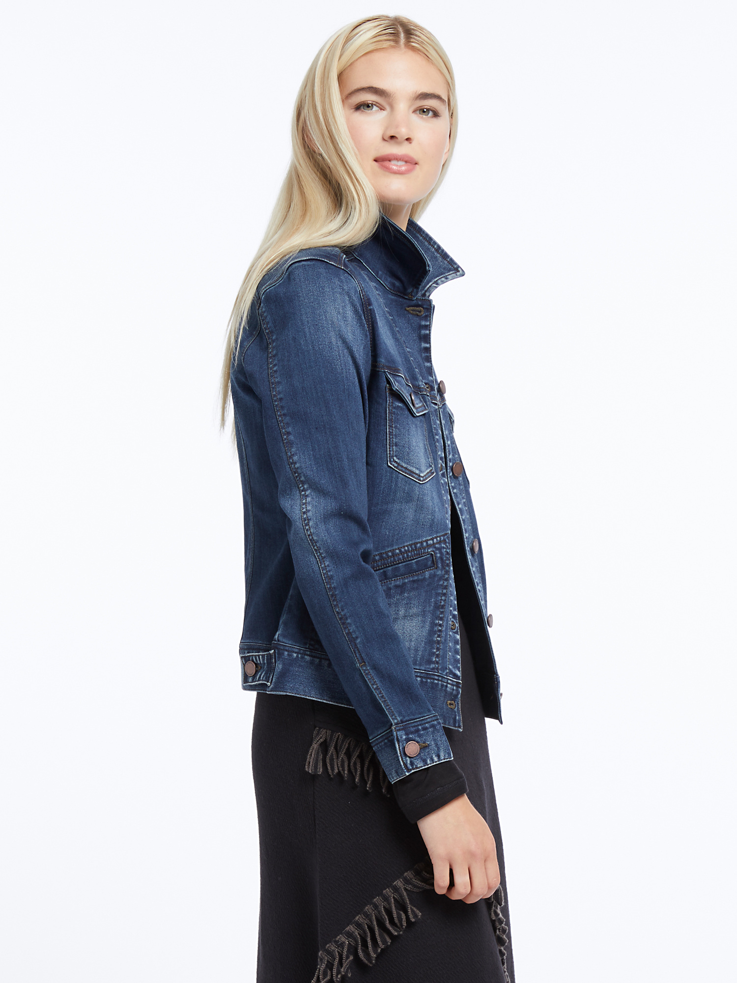 Long Jean Jackets for Women, Blue Denim Jacket, Stretch Jean Jacket –  LIVERPOOL LOS ANGELES