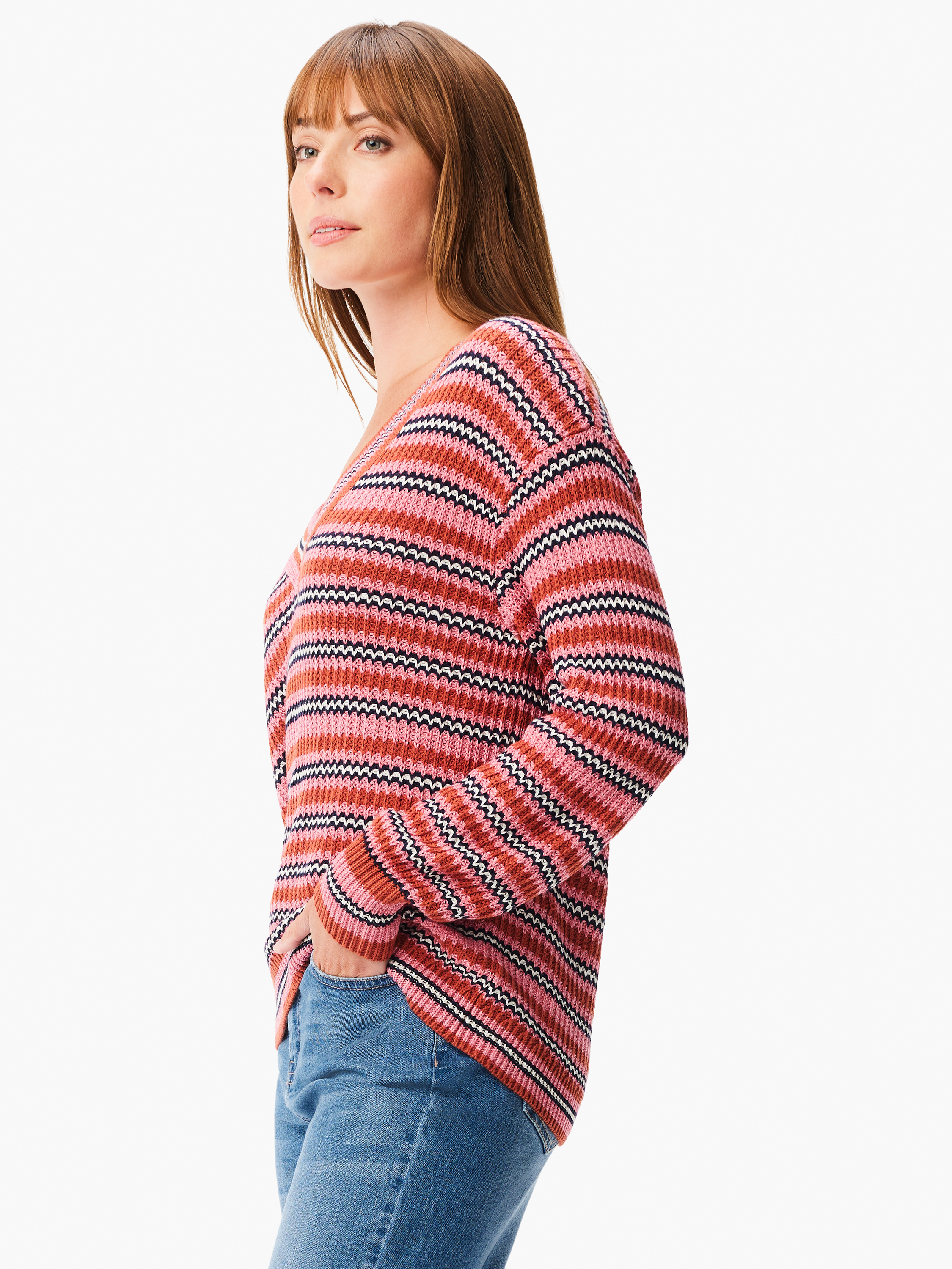 NIC+ZOE Linen Blend Cannon Striped popular Sweater in Neutral Multi Medium MSRP $148