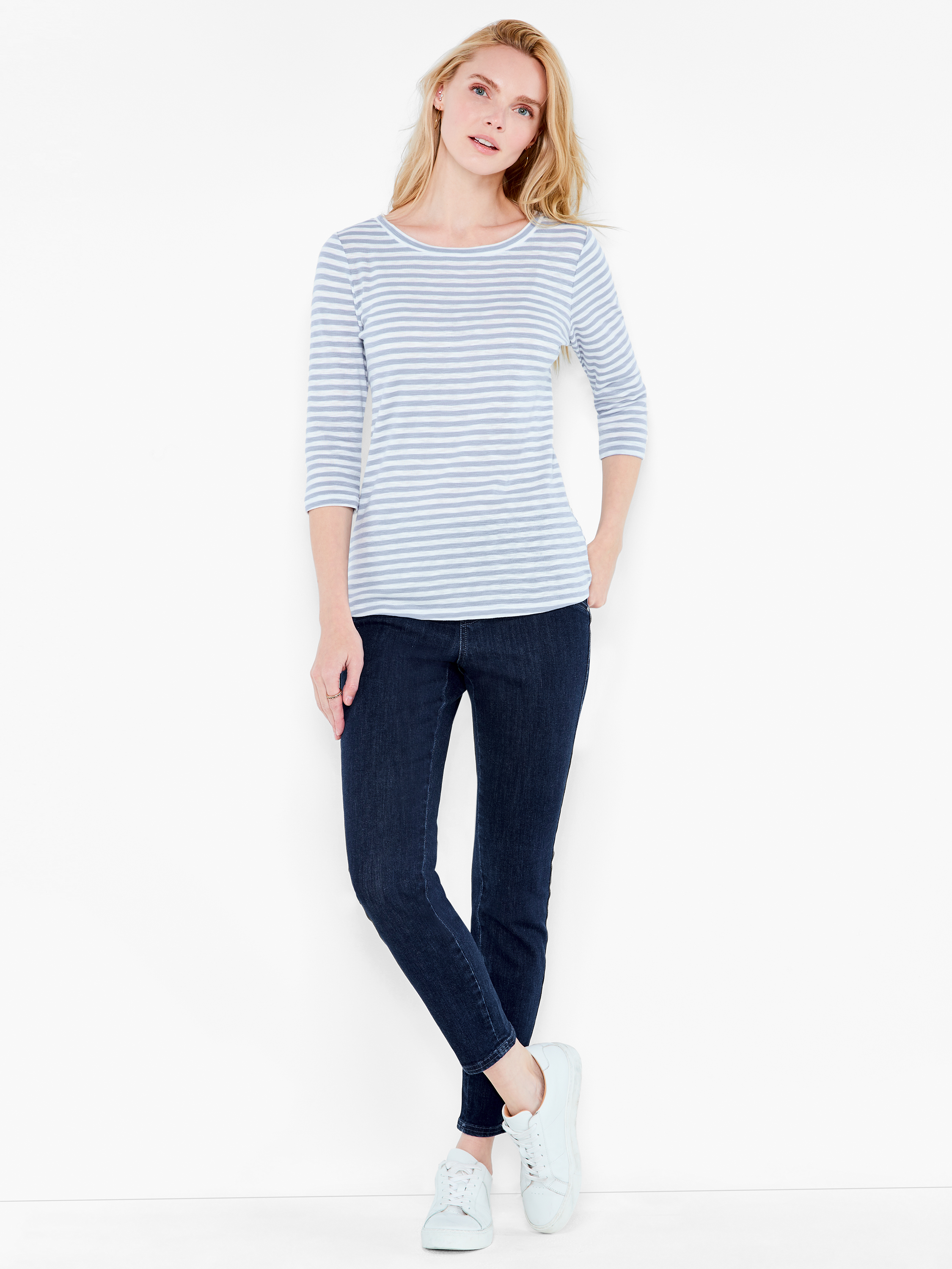 NZT Striped 3/4 Sleeve Henley