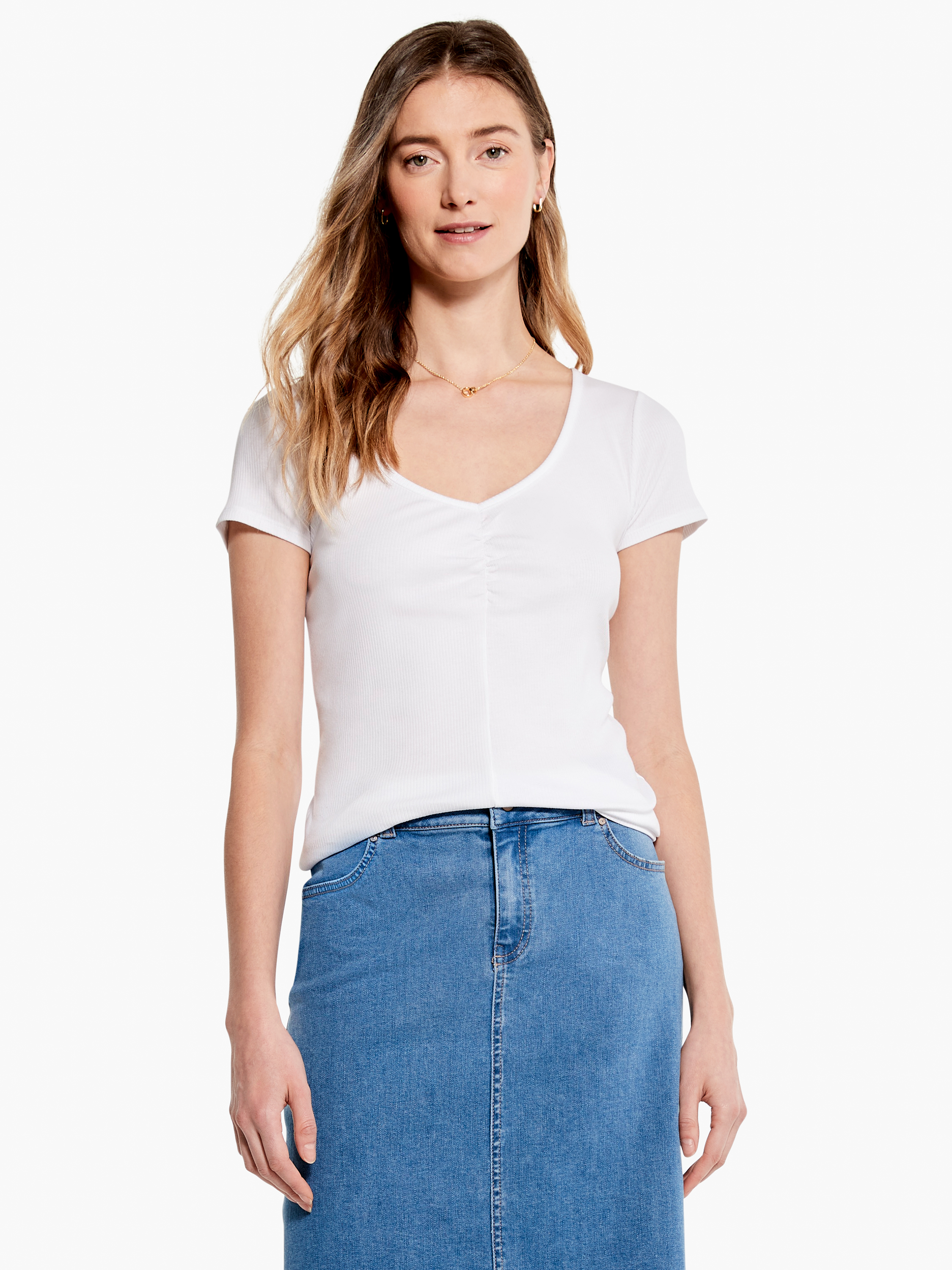 Drapey Rib Scrunch Tee